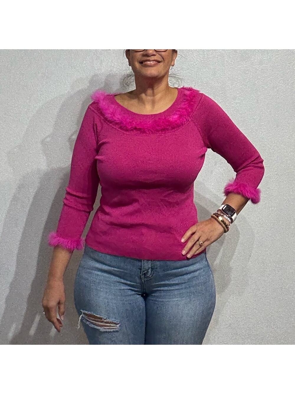 Sweaterworks Magenta Silk Blend Vintage Sweater Sz M